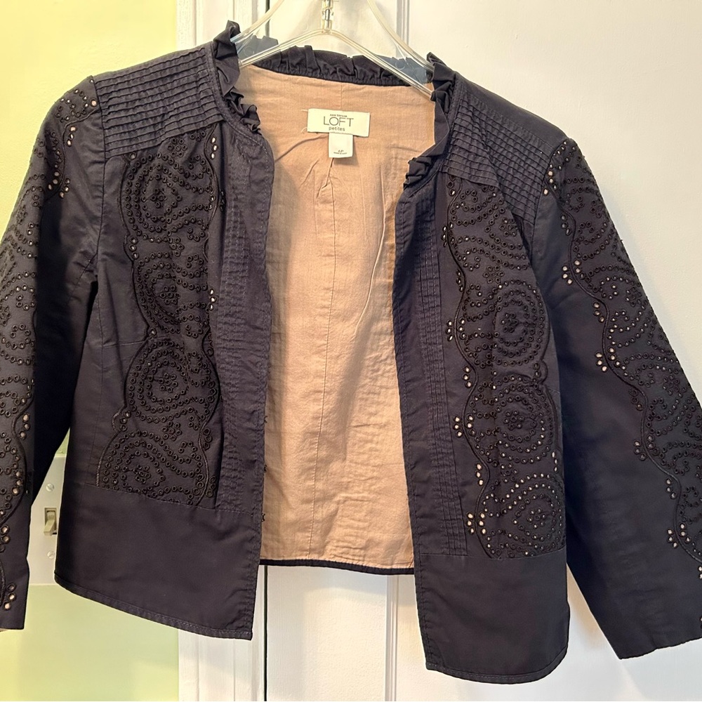 Loft cropped eyelet jacket